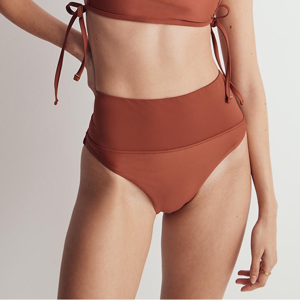 Madewell Second Wave High Waisted Terracotta Swim Bottoms NWT